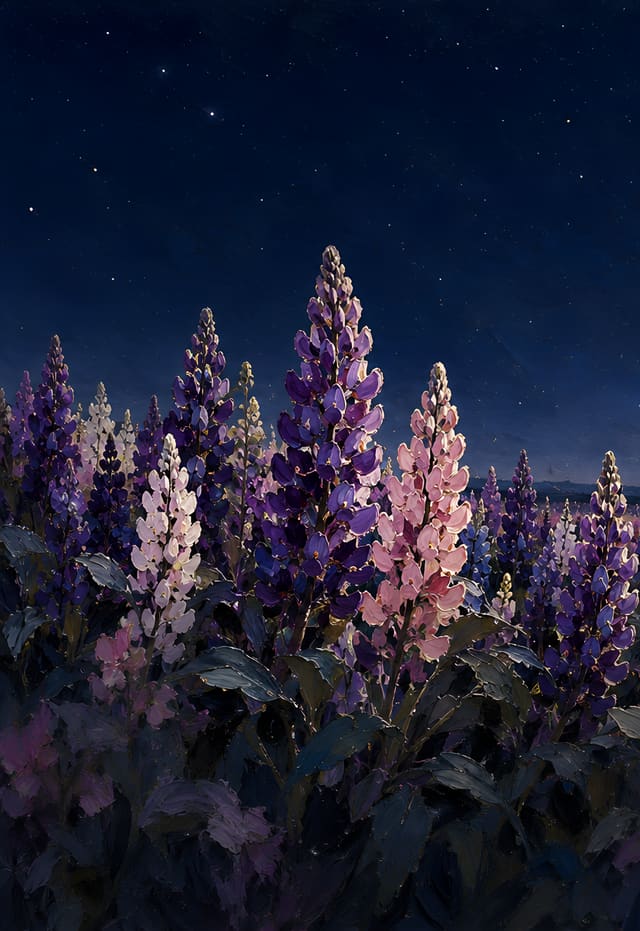 羽扇豆花海的星夜，iPhone Duo 外螢幕桌布，圖上沒有文字