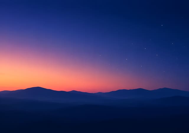 暮色山稜與初現的星，iPhone Duo 內螢幕桌布，圖上沒有文字
