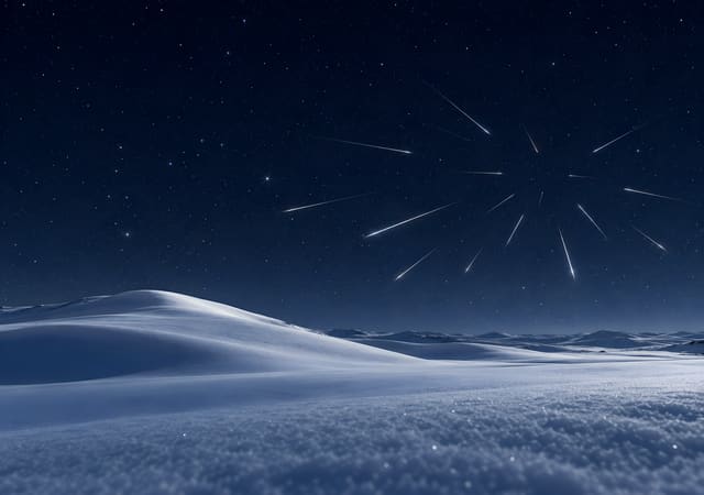 雪丘上空的流星雨，iPhone Duo 內螢幕桌布，圖上沒有文字
