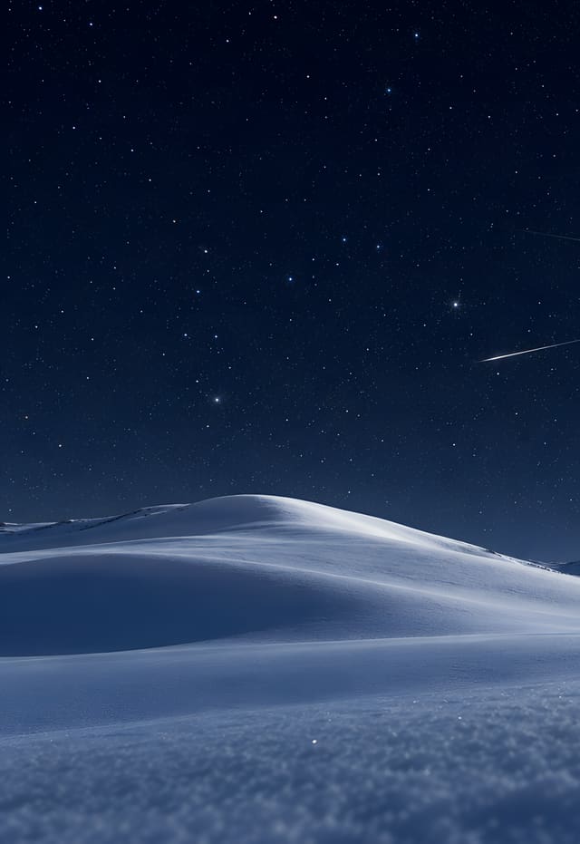 雪丘上空的流星雨，iPhone Duo 外螢幕桌布，圖上沒有文字