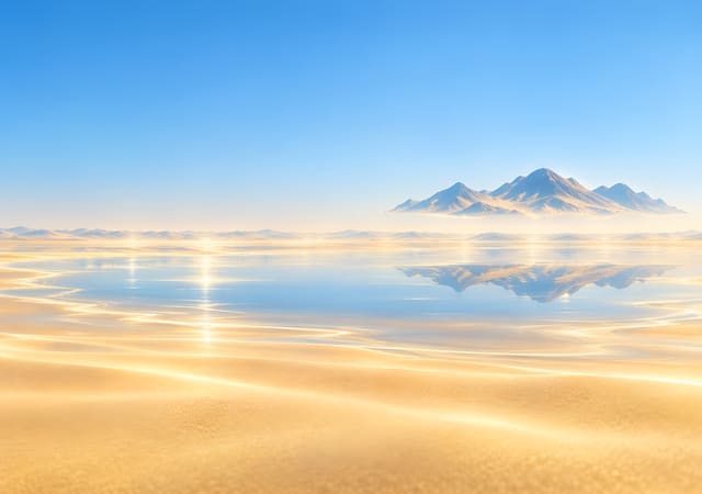 沙漠蜃景與浮空遠山，iPhone Duo 內螢幕桌布，圖上沒有文字