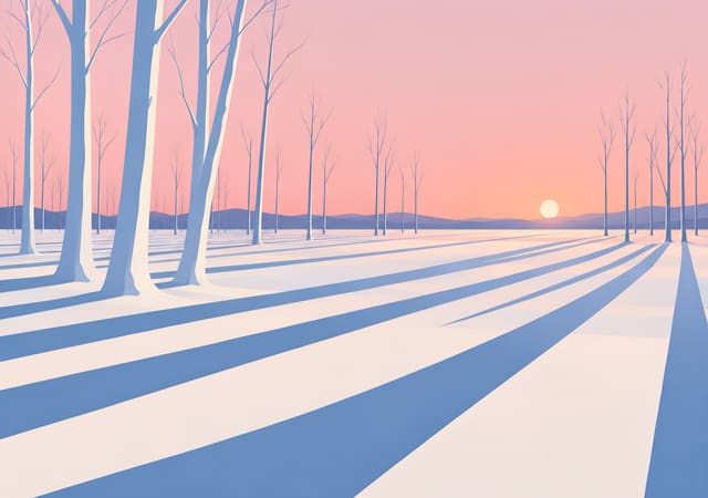 樹影條紋鋪滿雪地，iPhone Duo 內螢幕桌布，圖上沒有文字