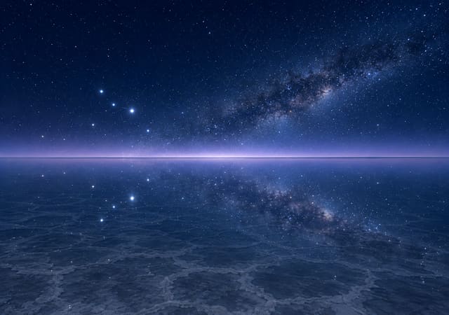 鹽湖星空倒影，iPhone Duo 內螢幕桌布，圖上沒有文字