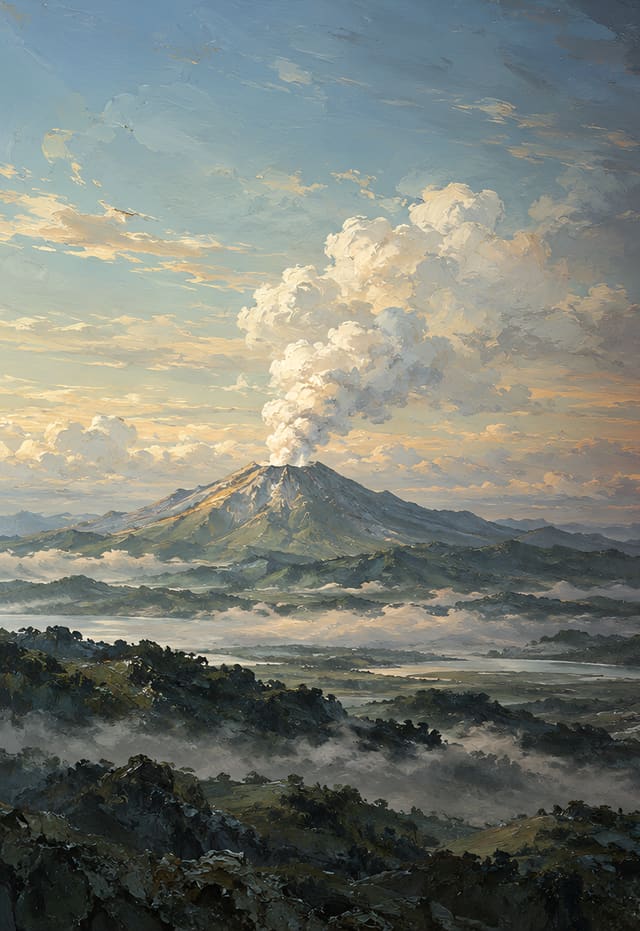 火山從白煙到夜間紅光，iPhone Duo 外螢幕桌布，圖上沒有文字