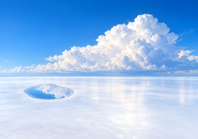 鹽原小水窪與大積雲，iPhone Duo 內螢幕桌布，圖上沒有文字