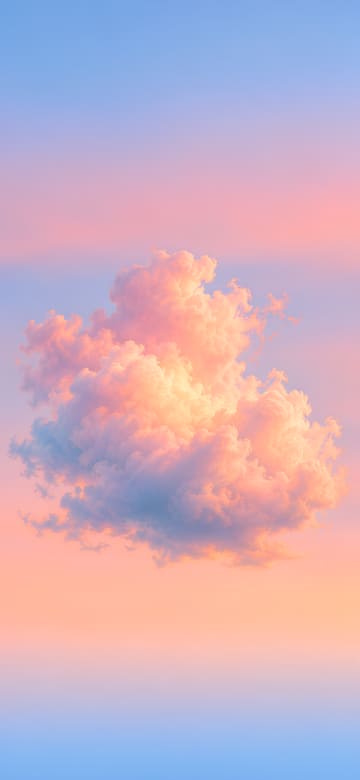夕陽下的棉花糖雲，手機桌布，圖上沒有文字
