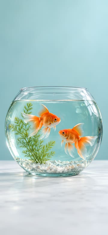 玻璃缸裡的兩條金魚，手機桌布，圖上沒有文字