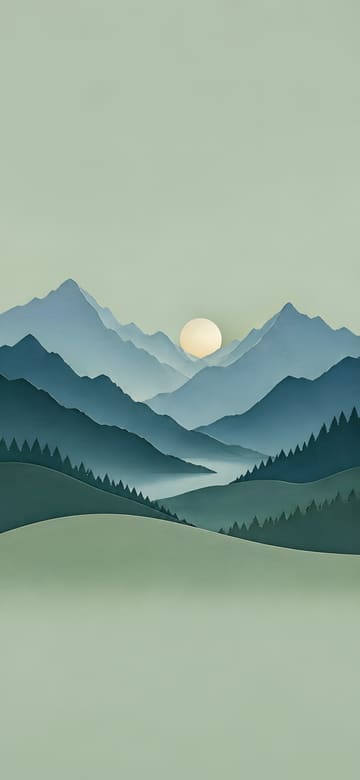 層層疊疊的剪紙山，手機桌布，圖上沒有文字