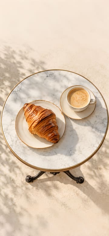 Croissant et café crème, fond d'écran de téléphone sans texte