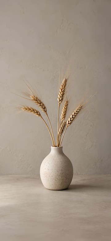 麦の穂とちいさな花瓶（スマホ壁紙、文字なし）