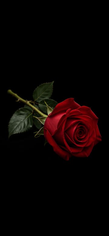 Rosa roja sobre negro, fondo de pantalla para teléfono, sin texto