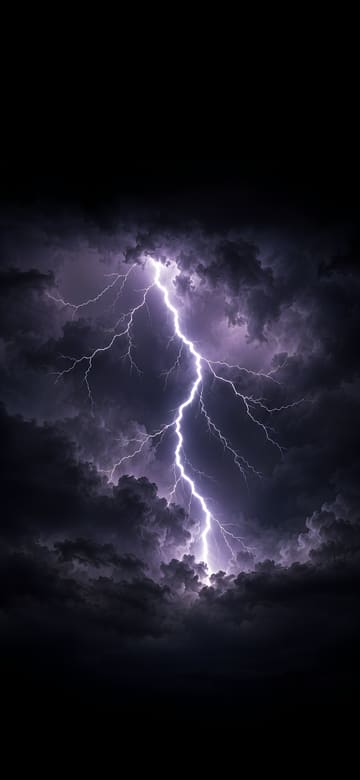黑雲間的閃電，手機桌布，圖上沒有文字