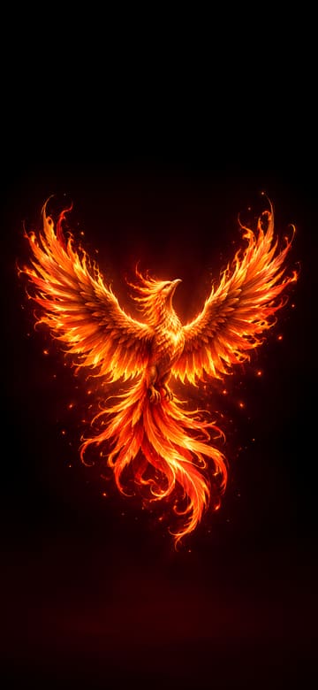 Fénix de fuego, fondo de pantalla para teléfono, sin texto