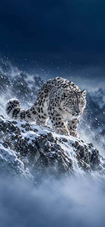 Leopardo de las nieves, fondo de pantalla para teléfono, sin texto