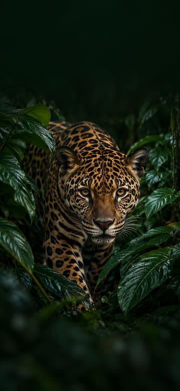 Jaguar en la selva, fondo de pantalla para teléfono, sin texto