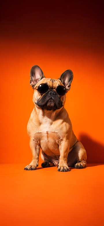 Bulldog francés con gafas de sol, fondo de pantalla para teléfono, sin texto