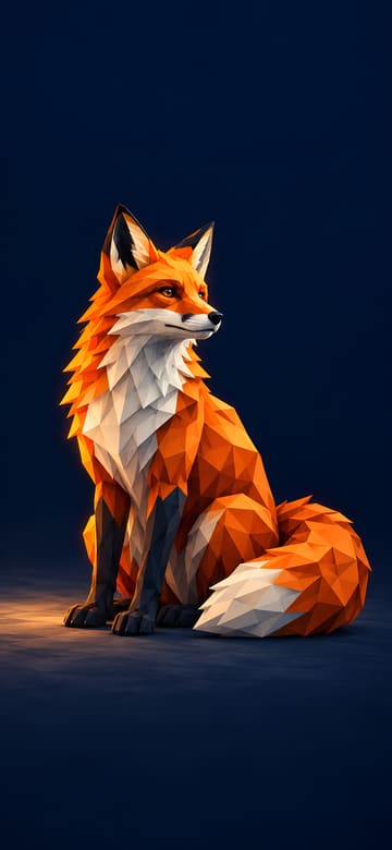 Zorro rojo low poly, fondo de pantalla para teléfono, sin texto