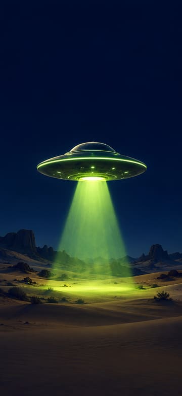 Ovni sobre el desierto, fondo de pantalla para teléfono, sin texto