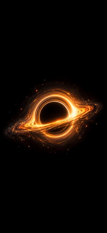 Agujero negro con anillo de luz, fondo de pantalla para teléfono, sin texto