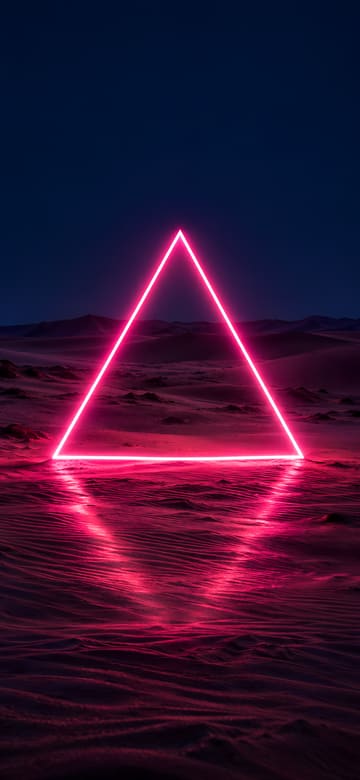Triángulo de neón en el desierto, fondo de pantalla para teléfono, sin texto