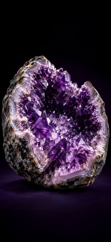 Geoda de amatista, fondo de pantalla para teléfono, sin texto