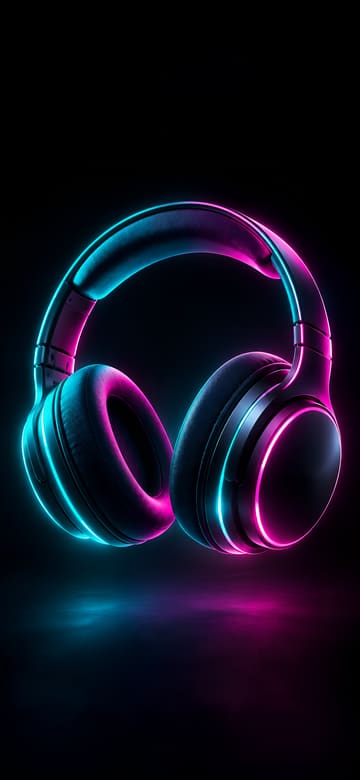 Auriculares de neón, fondo de pantalla para teléfono, sin texto