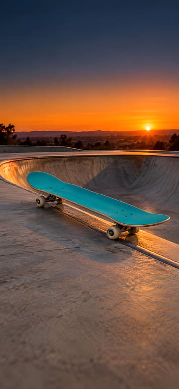 Skate en la pista al atardecer, fondo de pantalla para teléfono, sin texto