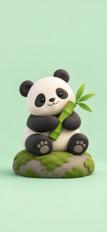 抱竹子的熊貓寶寶，手機桌布，圖上沒有文字