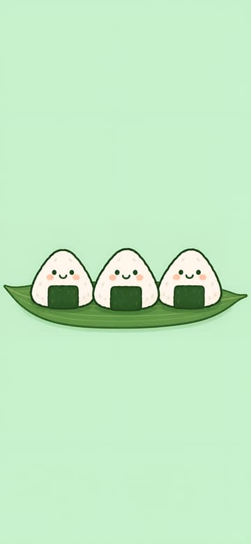 三個笑臉飯糰，手機桌布，圖上沒有文字