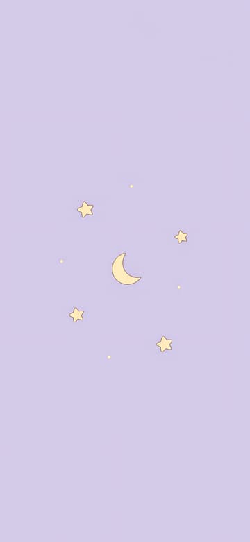 ラベンダー色と手描きの星（スマホ壁紙、文字なし）