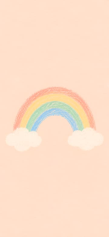 手描きのパステル虹（スマホ壁紙、文字なし）
