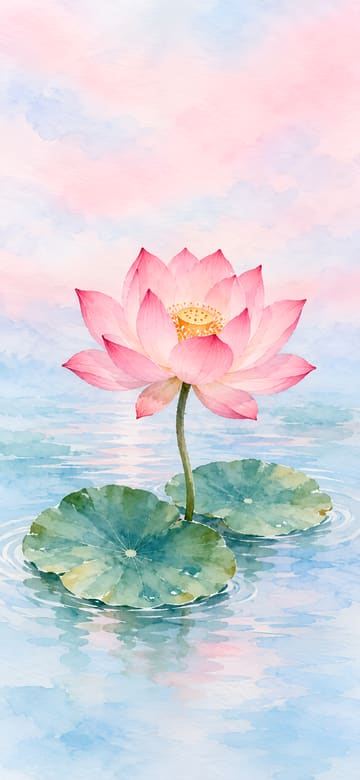 Lotus rose à l'aquarelle, fond d'écran de téléphone sans texte