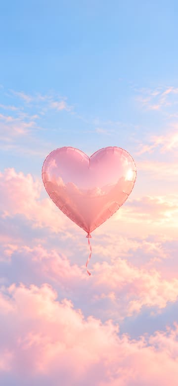 Ballon cœur rose, fond d'écran de téléphone sans texte