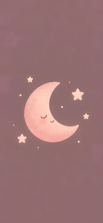 Lune rose souriante et étoiles, fond d'écran de téléphone sans texte