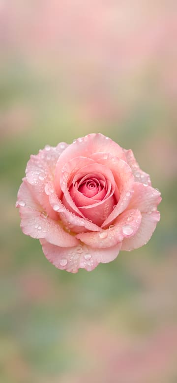 Rose perlée de rosée, fond d'écran de téléphone sans texte
