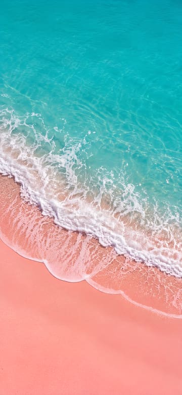 Plage rose vue du ciel, fond d'écran de téléphone sans texte