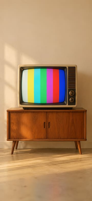 カラーバーのブラウン管テレビ（スマホ壁紙、文字なし）