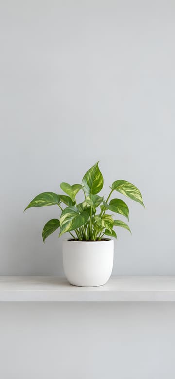 白い鉢の小さな植物（スマホ壁紙、文字なし）