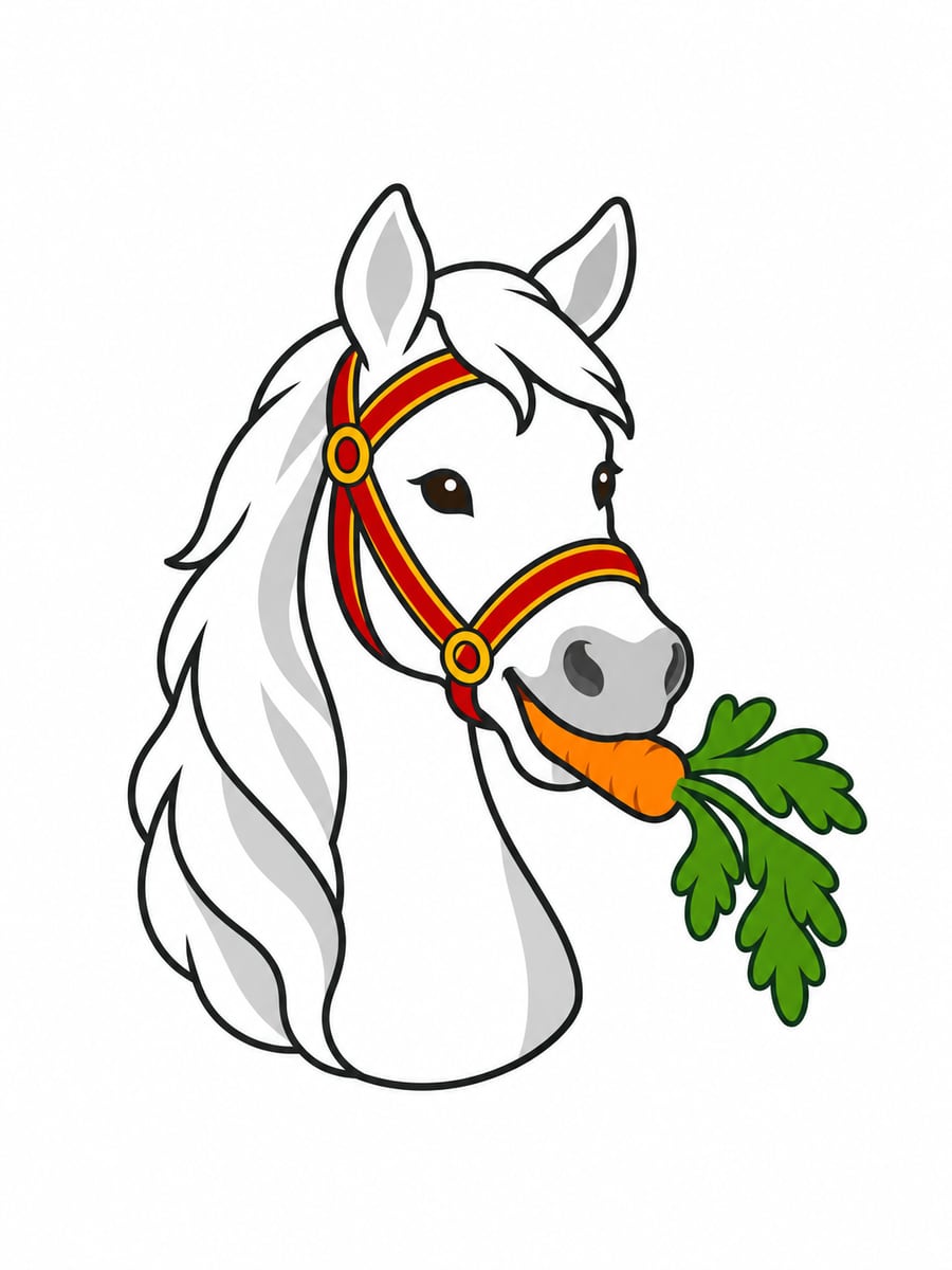 Sinterklaasplaatje zonder tekst – paardenhoofd met een wortel, plaatje zonder tekst voor bij een gedicht