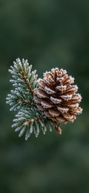 Frosted Pinecone and Spruce, phone wallpaper with no text