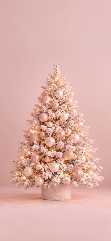 Pink Flocked Christmas Tree, phone wallpaper with no text