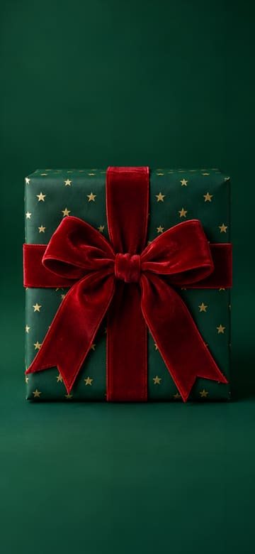 Green Gift Wrap with a Red Bow, phone wallpaper with no text