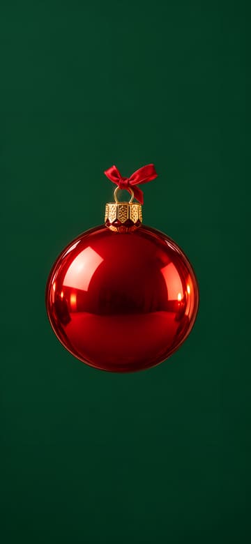 Red Ornament on Deep Green, phone wallpaper with no text