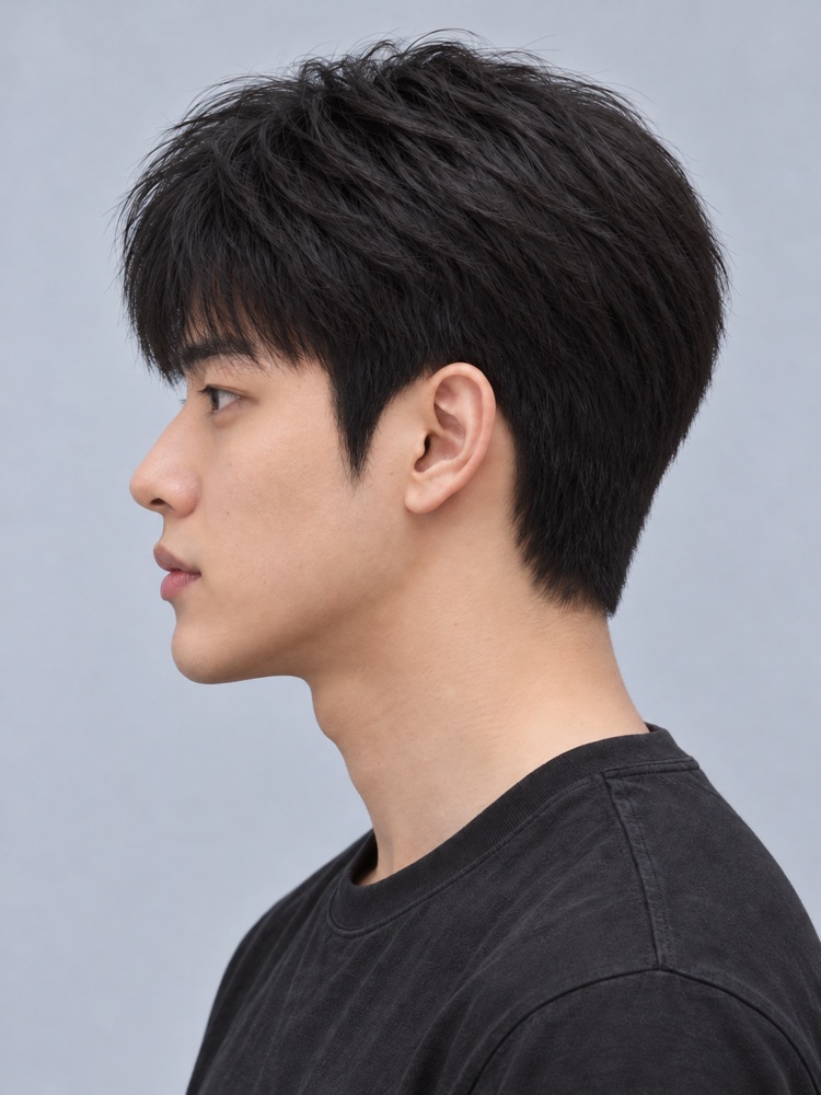 髮質硬・髮量多・23 歲剪壓貼燙