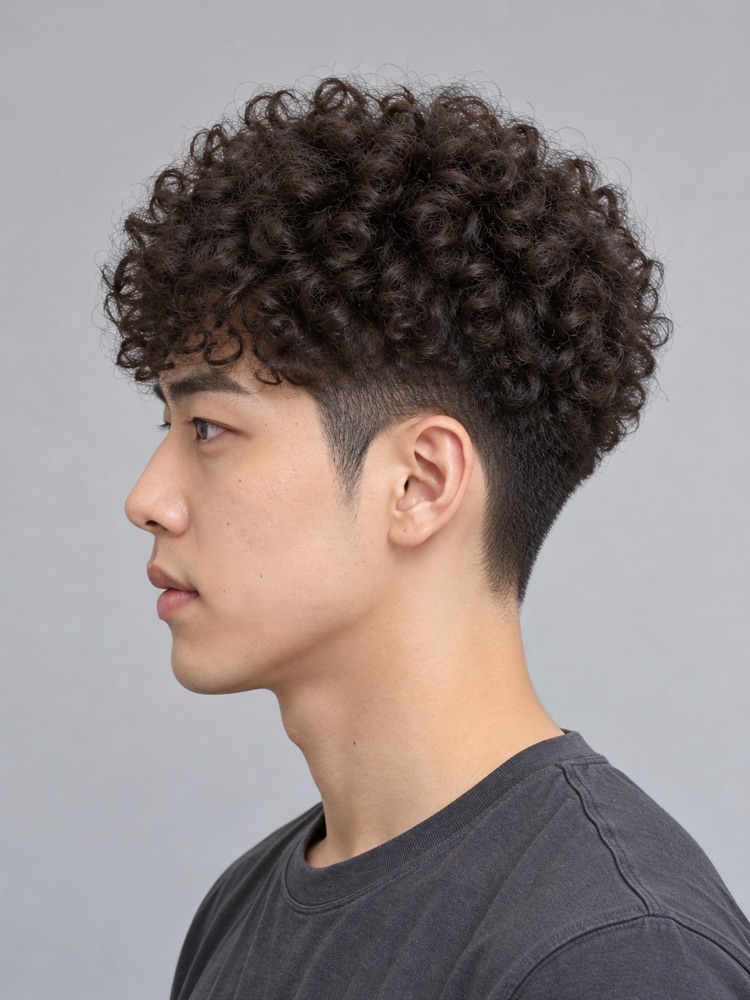 男生羊毛捲側面