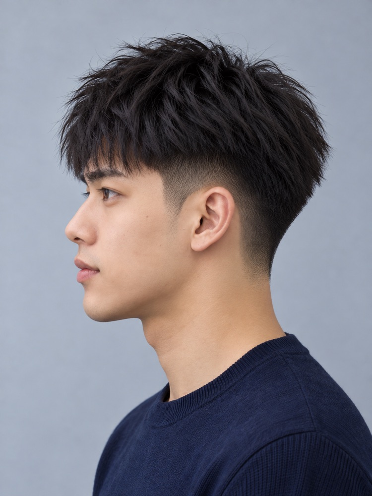 髮質硬・耳邊容易翹・19 歲剪低漸層