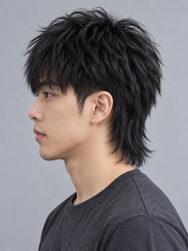 男生狼尾頭側面