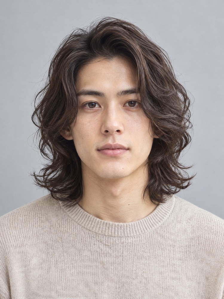 木村拓哉同款：90 年代微捲中長髮（虛構模特兒）