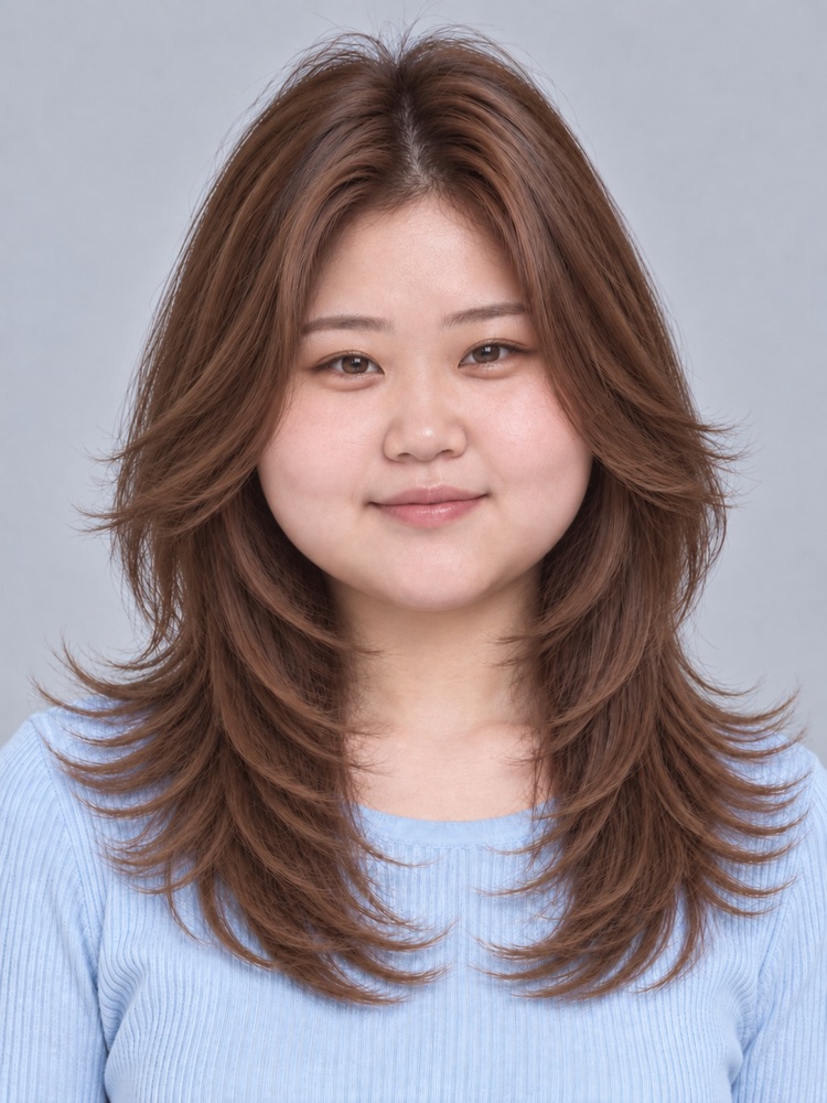 圓臉・22 歲剪羽毛剪
