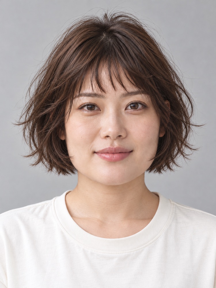 方臉・下顎寬・30 歲剪小貓短髮